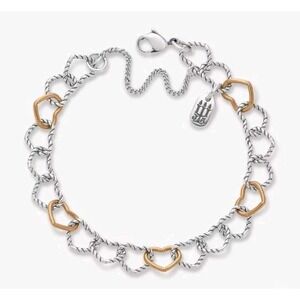James Avery Twisted Wire Connected Charm Bracelet Bronze/Ster. Silver Medium NIB